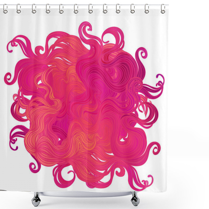 Personality  Vector Pink Abstract Hand-drawn Pattern With Waves And Clouds. S Shower Curtains