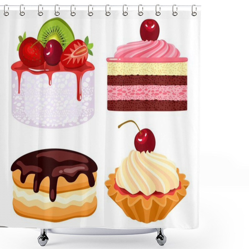 Personality  Collection Of Beautiful Cakes Shower Curtains