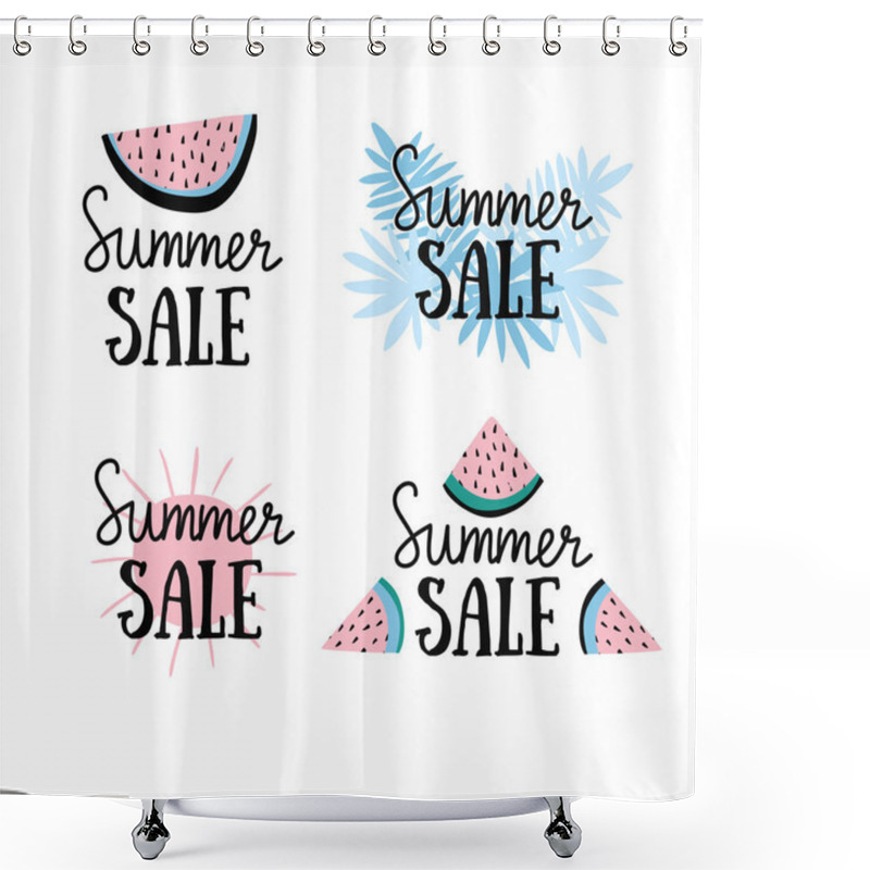 Personality  Summer Labels With Slices Of Watermelon Shower Curtains