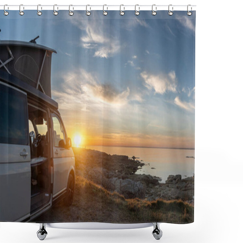 Personality  Bretagne, France - July 12 2022: The New 2021 Volkswagen VW Transporter Camping Van T6.1 California Ocean In The Coastal Nature  Shower Curtains