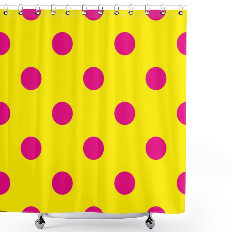 Personality  Seamless Vector Pattern Or Texture With Neon Pink Polka Dots On Sunny Yellow Background Shower Curtains