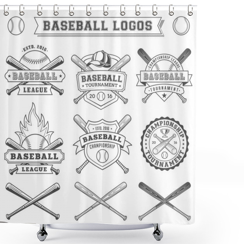 Personality  Vector Baseball Logo And Insignia Shower Curtains