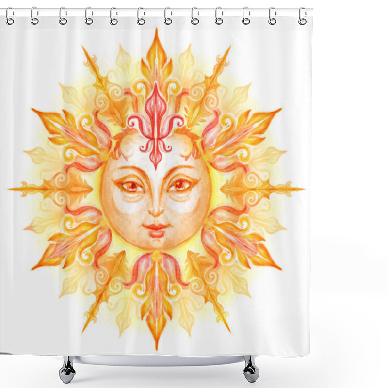 Personality  Decorative Sun With Face Shower Curtains