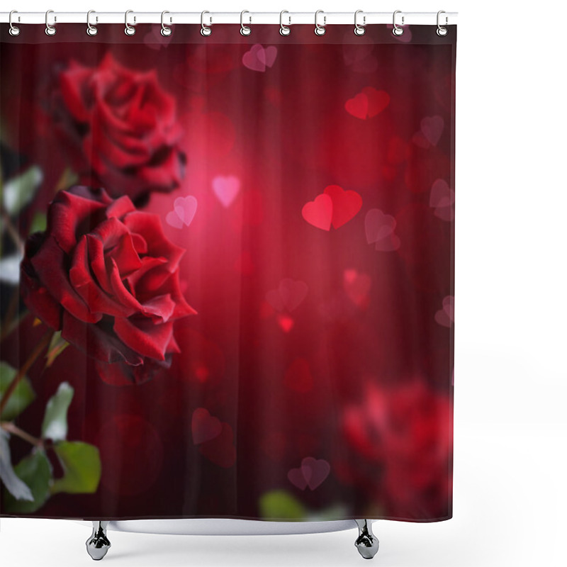 Personality  Valentine Or Wedding Card. Roses And Hearts Shower Curtains