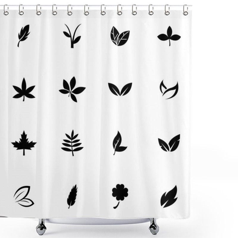 Personality  Vector Black Leaf Icons Set Shower Curtains