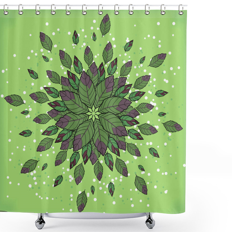 Personality  Symmetrical Geometric Circular Pattern Composition Of Plants. Shower Curtains