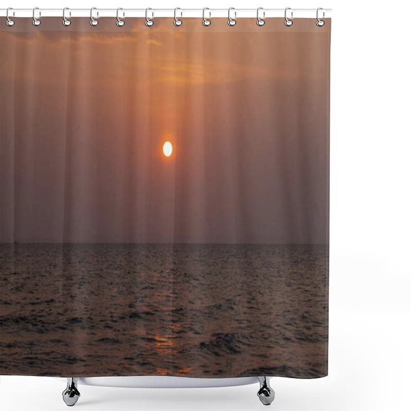 Personality  Orange Sunset Landscape With Sea And Red Sun. Red Orange Sunset Sky. Romantic Evening Seascape With Sunset. Summer Travel On Tropical Island. Tropical Sunset Over Sea. Exotic Nature Landscape Shower Curtains