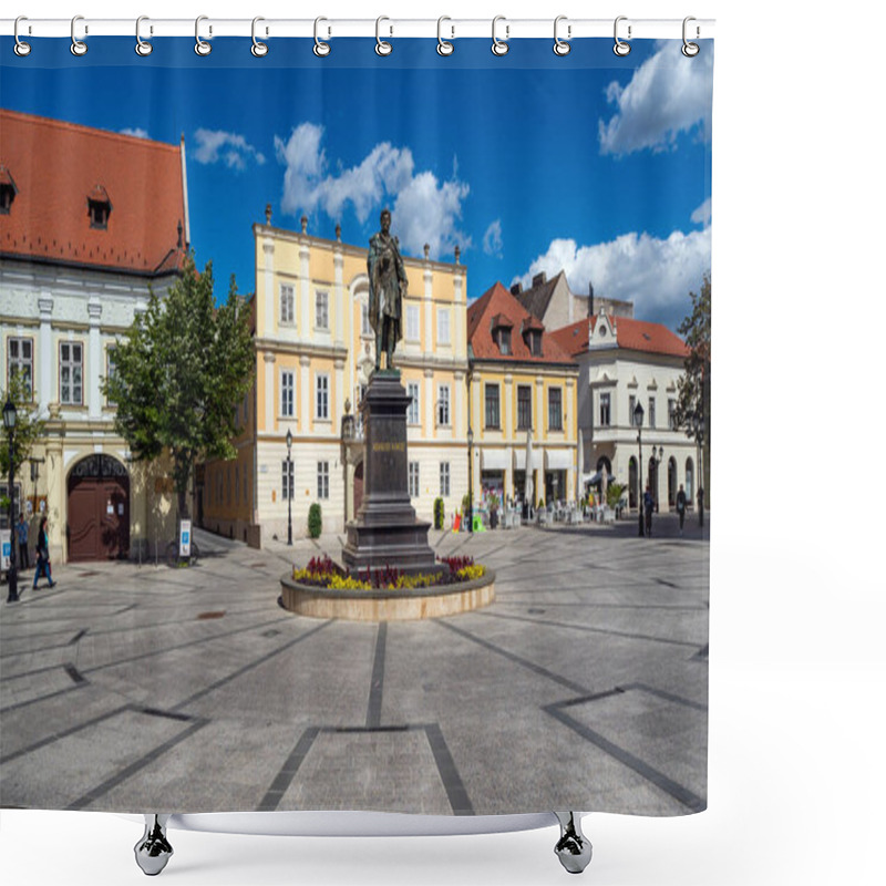 Personality  GYOR - JUNE 4, 2020: Downtown Of Gyor, Hungary. Gyor Has A Beautiful Baroque Old City. Shower Curtains