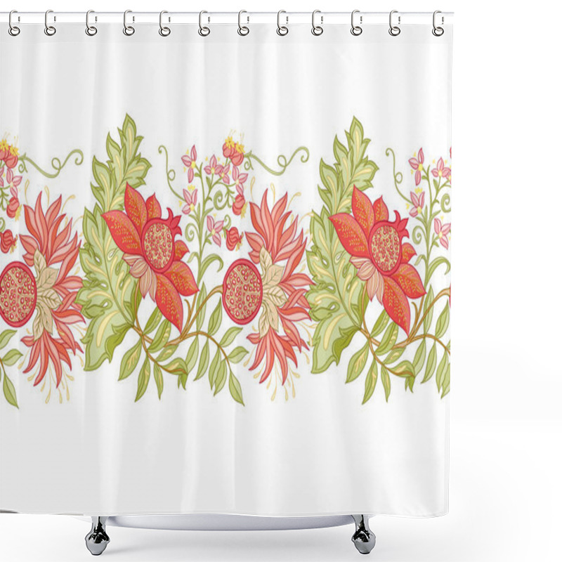 Personality  Decorative Pomegranate Fruits And Flowers In Art Nouveau Style, Shower Curtains