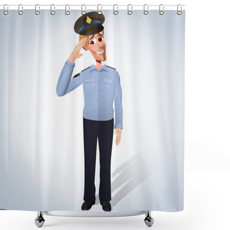 Personality  Policeman - Vector Illustration. Vector Illustration.  Shower Curtains