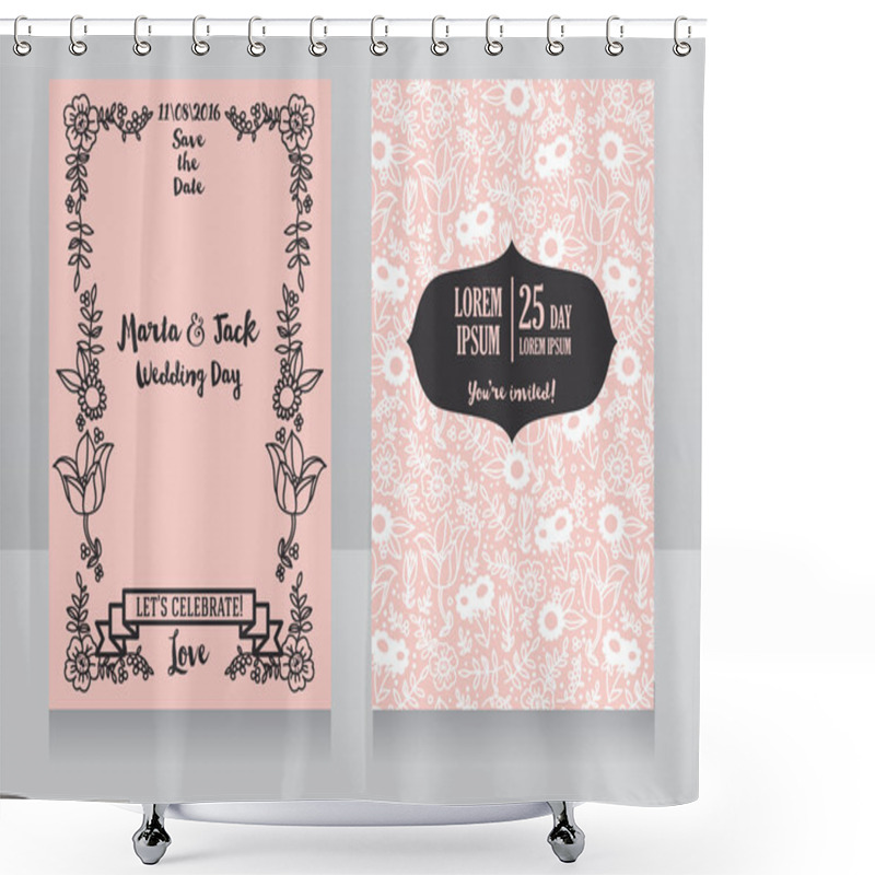 Personality  Wedding Cards With Doodle Flowers Shower Curtains