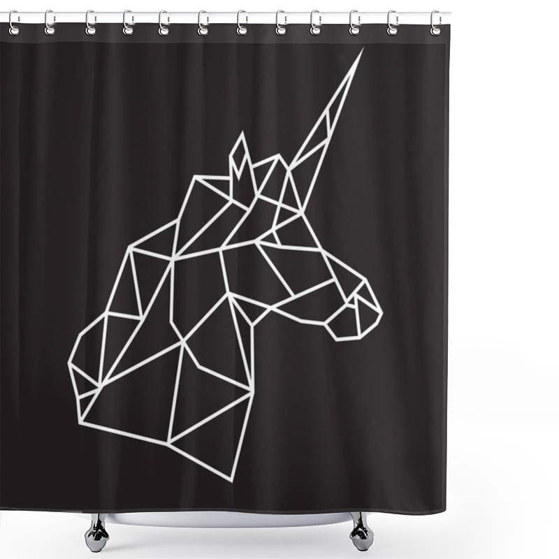 Personality  Vector Abstract Polygonal Geometric Unicorn Shower Curtains