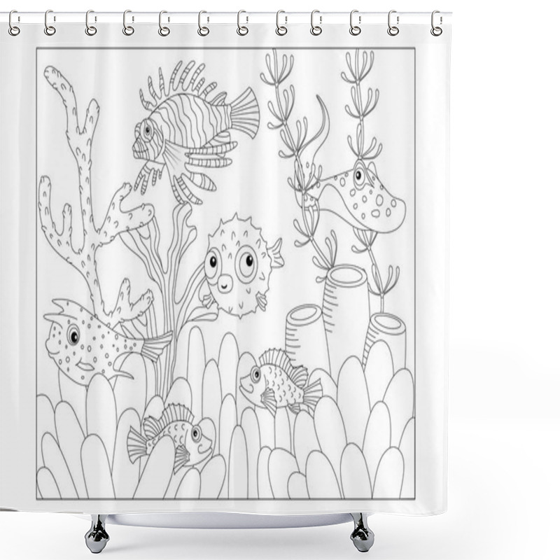 Personality  Poisonous Fish: Boxfish, Lionfish, Stingray, Blowfish, Sea Bass. Shower Curtains