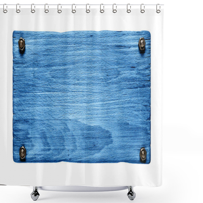 Personality  Blue Wood Signboard Shower Curtains