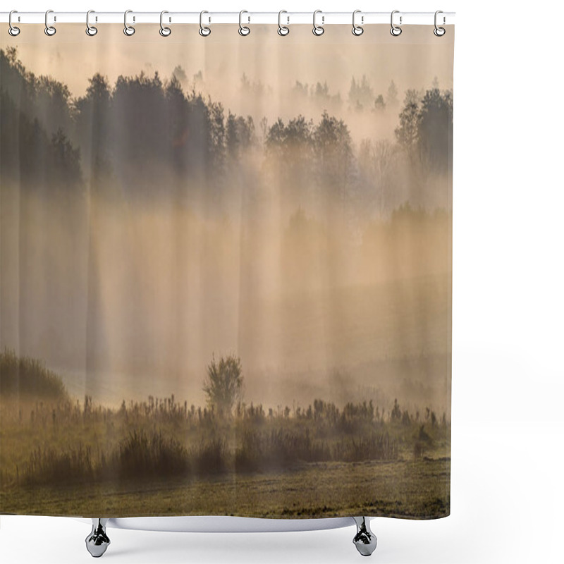 Personality  Misty Autumn Morning Over The Valley Shower Curtains