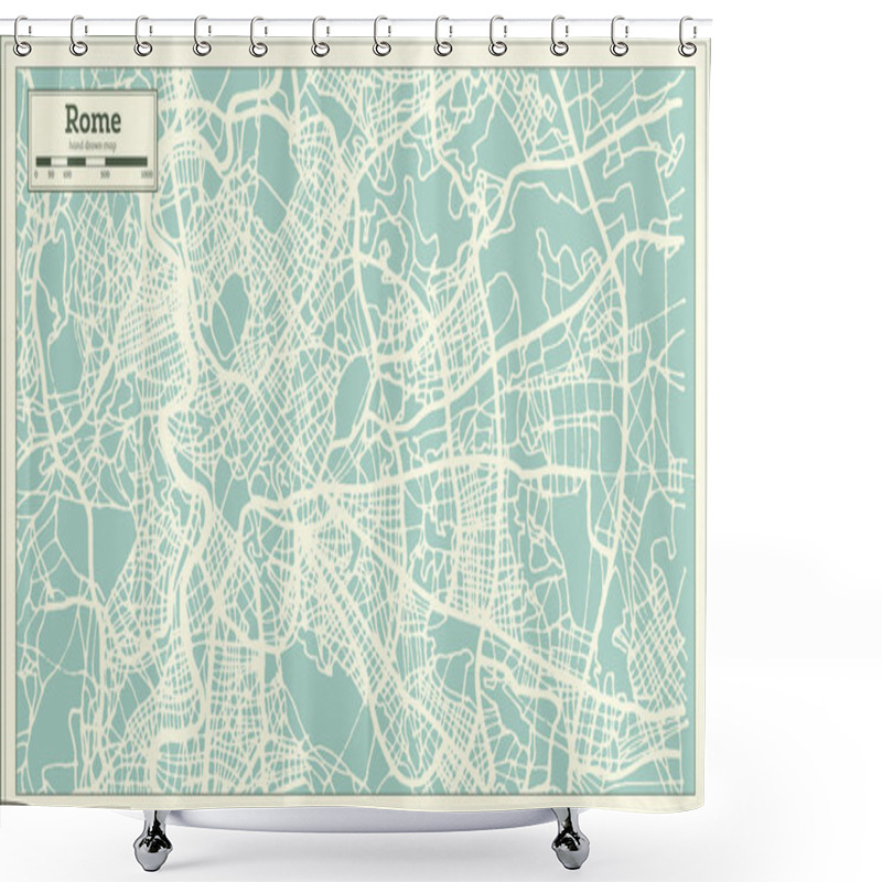 Personality  Rome Italy City Map In Retro Style. Outline Map. Vector Illustration. Shower Curtains