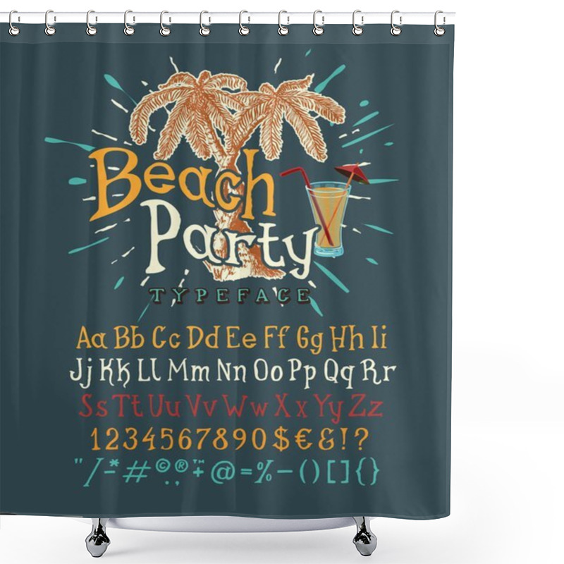 Personality  Font Beach Party. Shower Curtains