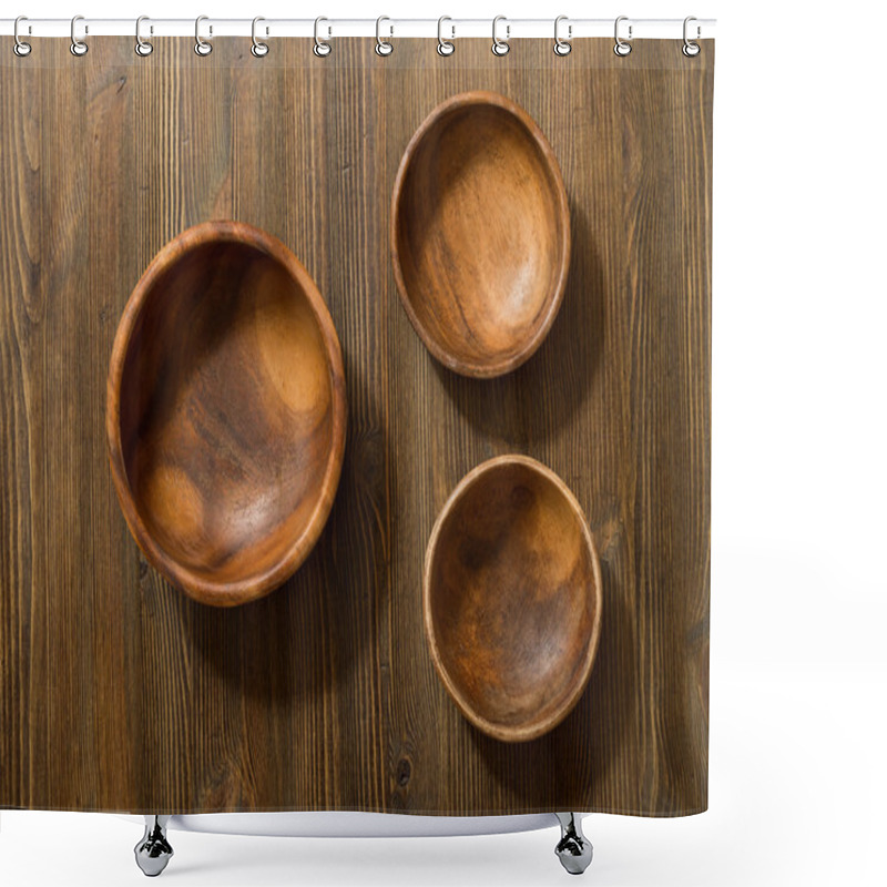 Personality  Wooden Bowls On Table Shower Curtains