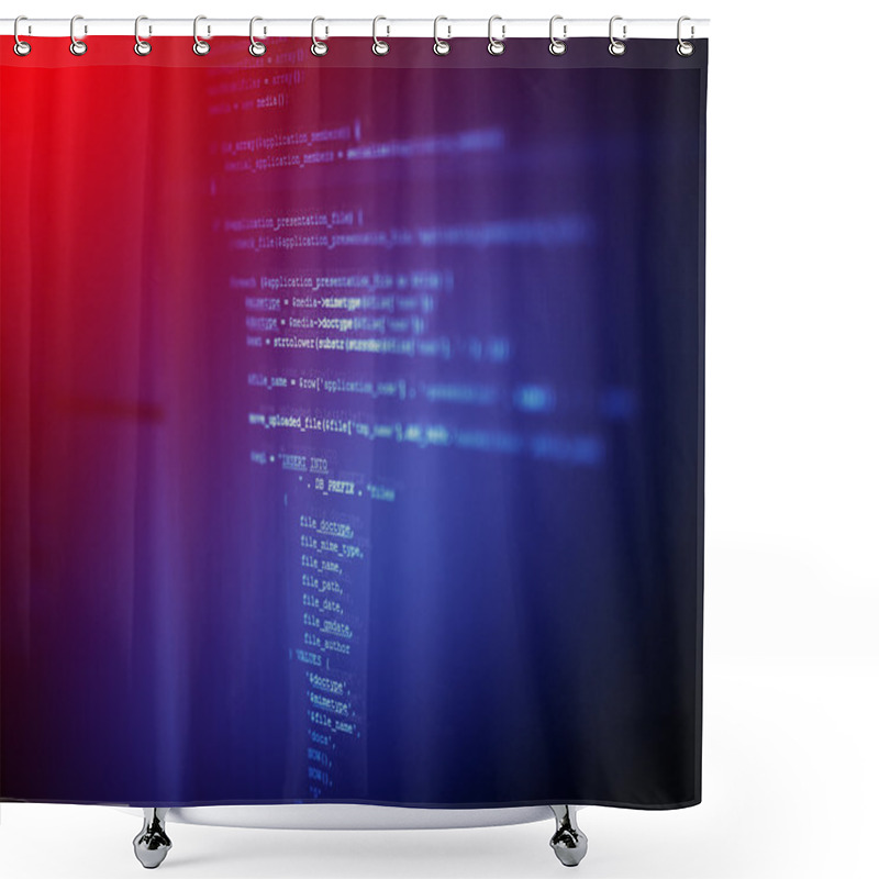 Personality  Back End Source Codes On Computer Monitor Shower Curtains