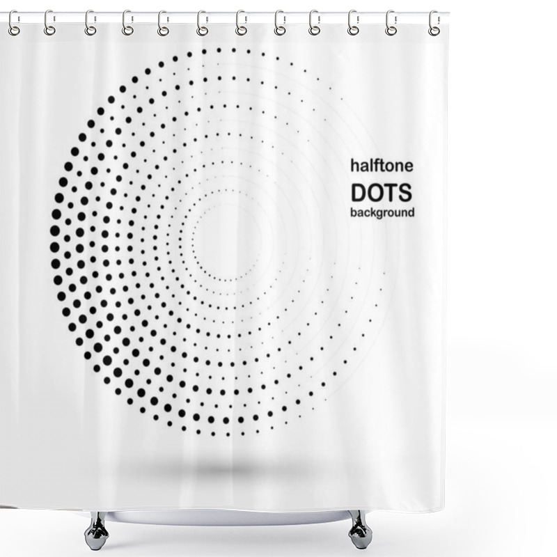 Personality  Modern Abstract Background. Halftone Dots In Circle Form. Round Logo. Vector Dotted Frame. Design Element Or Icon. Shower Curtains