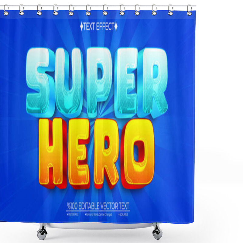 Personality  Cartoon Superhero Editable Vector 3D Text Effect Shower Curtains