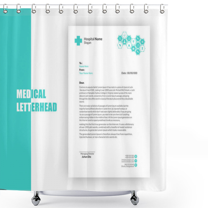 Personality  Medical Letterhead Template With Symbol Shower Curtains