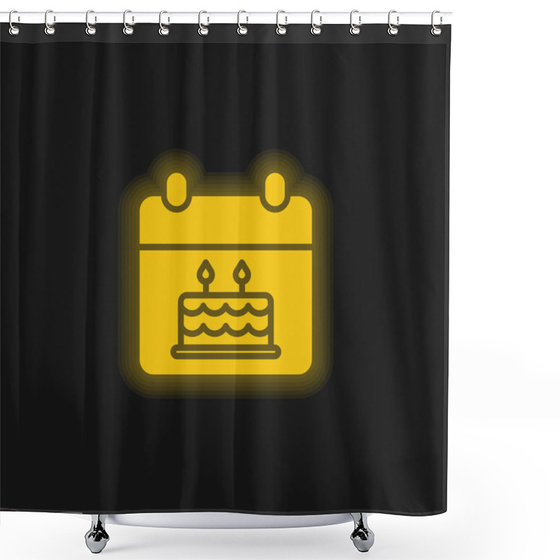 Personality  Birthday Yellow Glowing Neon Icon Shower Curtains