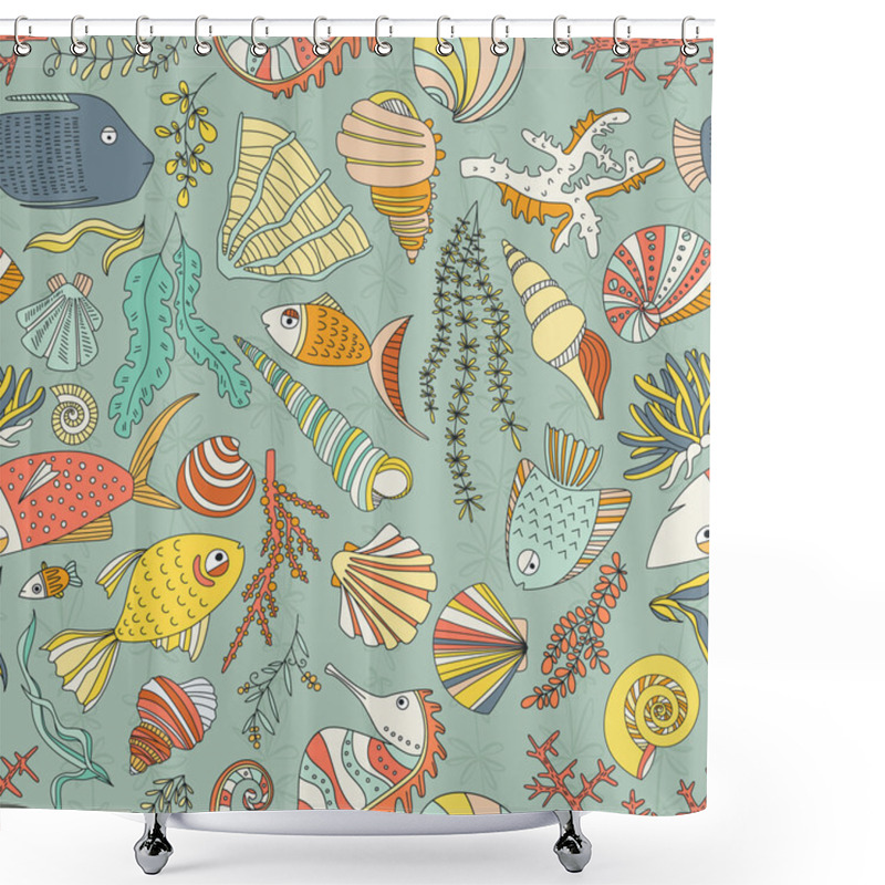 Personality  Ocean Seamless Pattern Shower Curtains