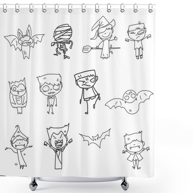 Personality  Hand Drawing Cartoon Halloween Shower Curtains