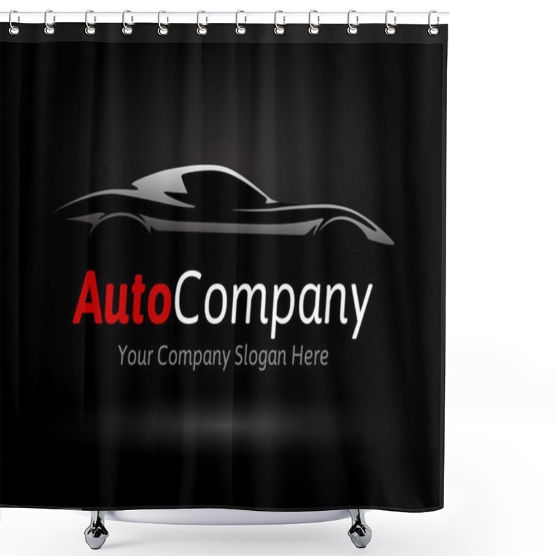 Personality  Modern Auto Company Vehicle Logo Design Concept With Sports Car Silhouette Shower Curtains