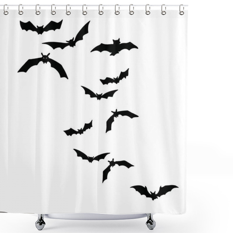 Personality  Shocking Black Bats Group Isolated Halloween  Shower Curtains