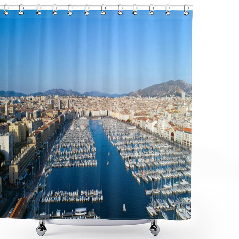 Personality  Aerial Photo Of Le Vieux Port In Marseille City Shower Curtains