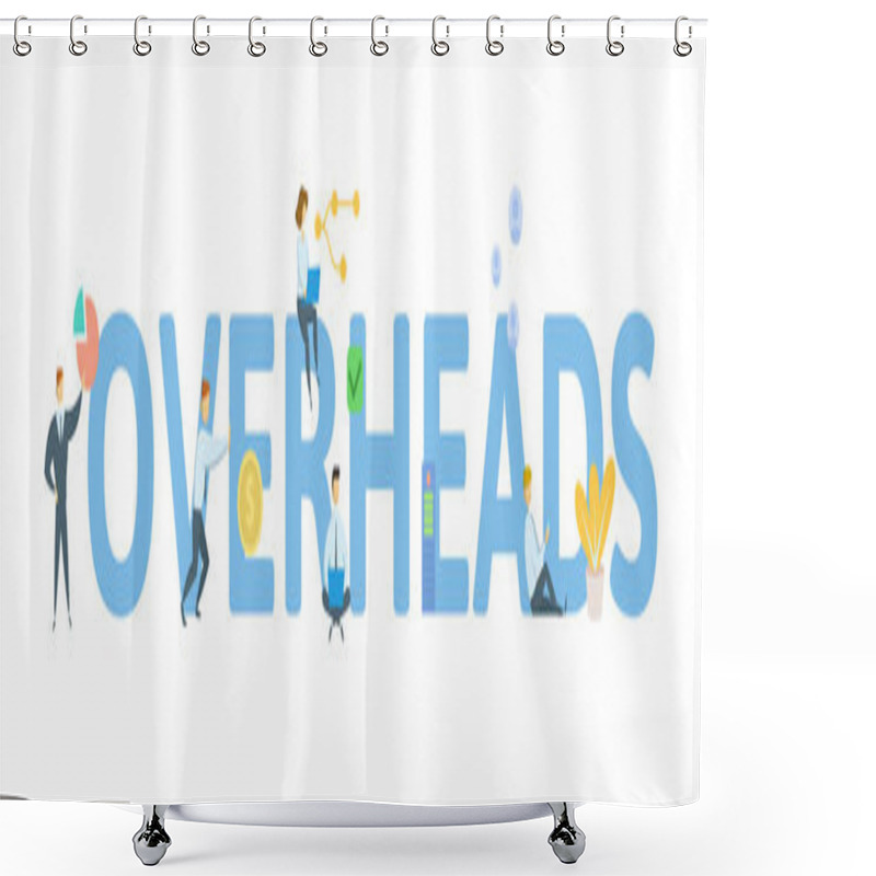 Personality  OVERHEADS. Concept With People, Letters And Icons. Flat Vector I Shower Curtains