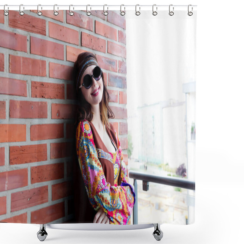 Personality  Portrait Of Young Hippie Girl Shower Curtains