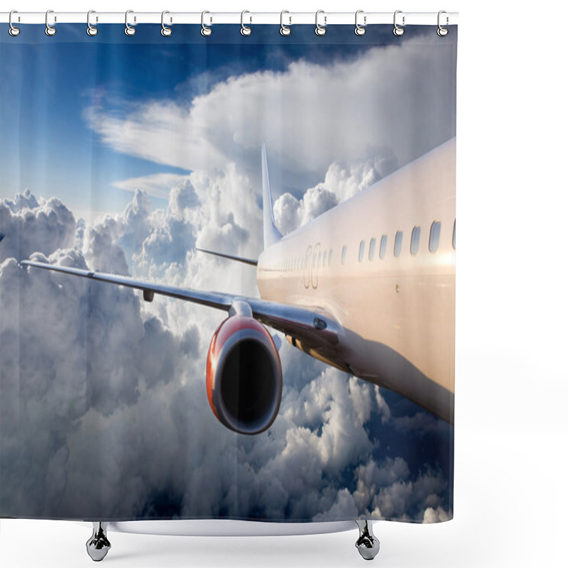 Personality  Airplane In Sky Shower Curtains