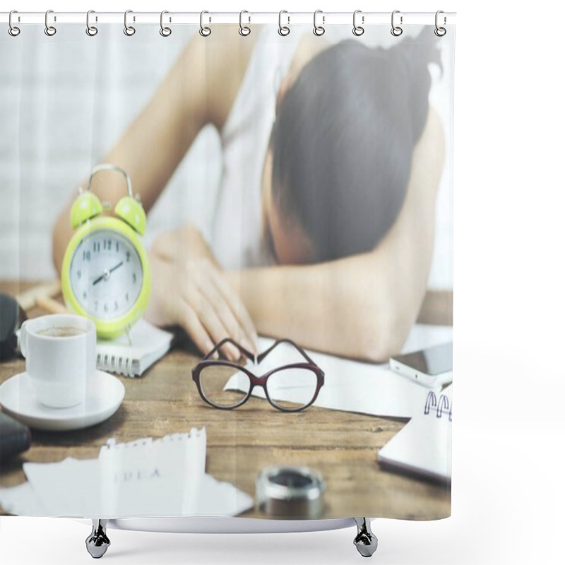 Personality  Woman Sleeping In Desktop Shower Curtains