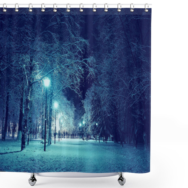 Personality  Night Landscape In Winter City Shower Curtains