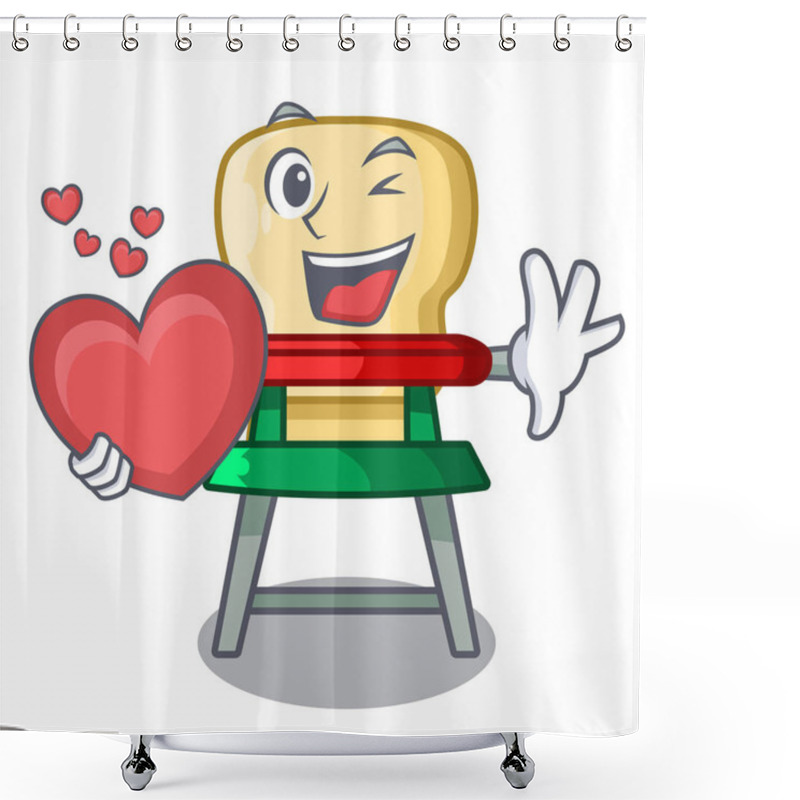 Personality  With Heart Cartoon Baby Sitting In The Highchair Vector Illustration Shower Curtains