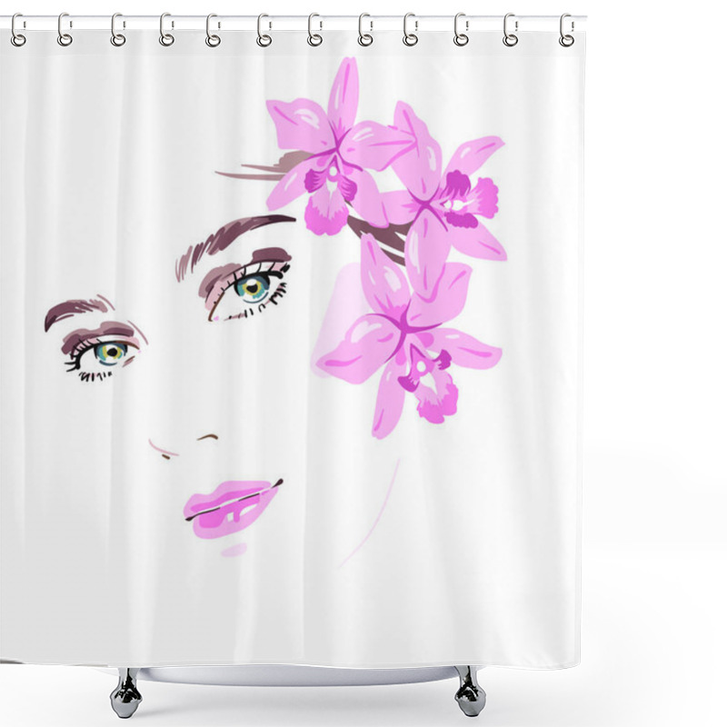 Personality  Beautiful Woman With Flowers In Her Hair Shower Curtains