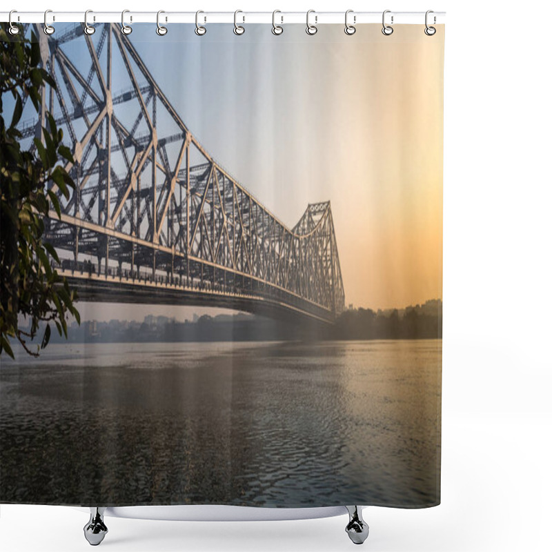 Personality  Howrah Bridge On River Ganges On A Foggy Winter Morning At Sunrise. Kolkata, India. Shower Curtains