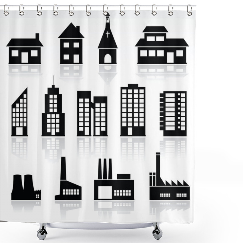 Personality  Buildings Shower Curtains