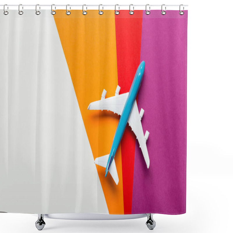 Personality  Miniature Airplane On Colourful Background For Travel Theme Shower Curtains