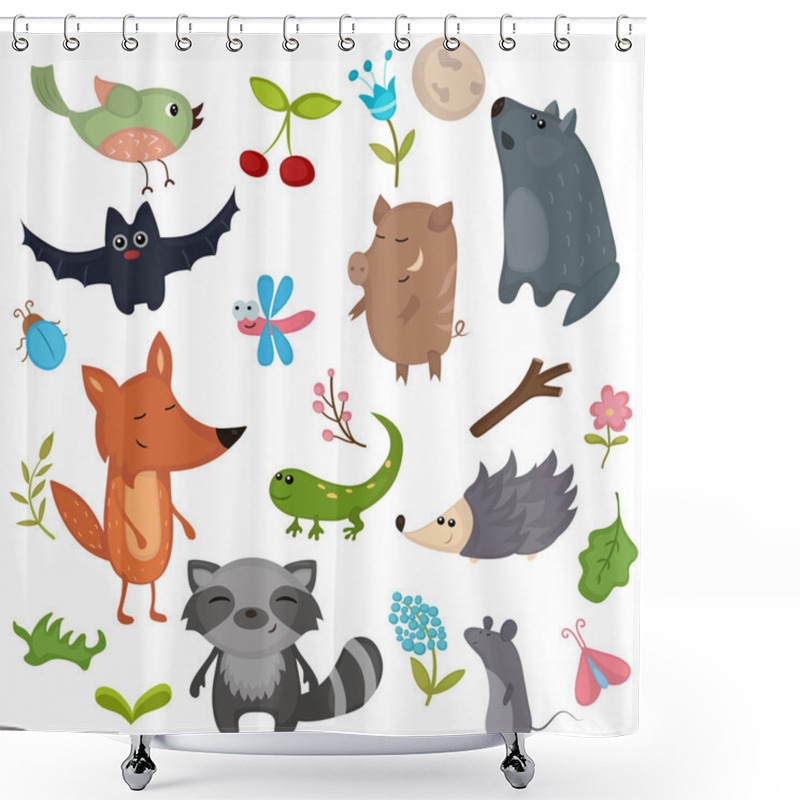 Personality  Set Of Forest Animals. Shower Curtains