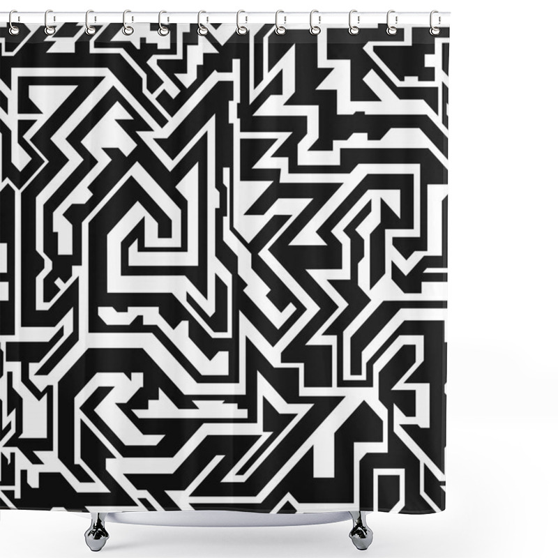 Personality  Monochrome Tribal Seamless Pattern Shower Curtains