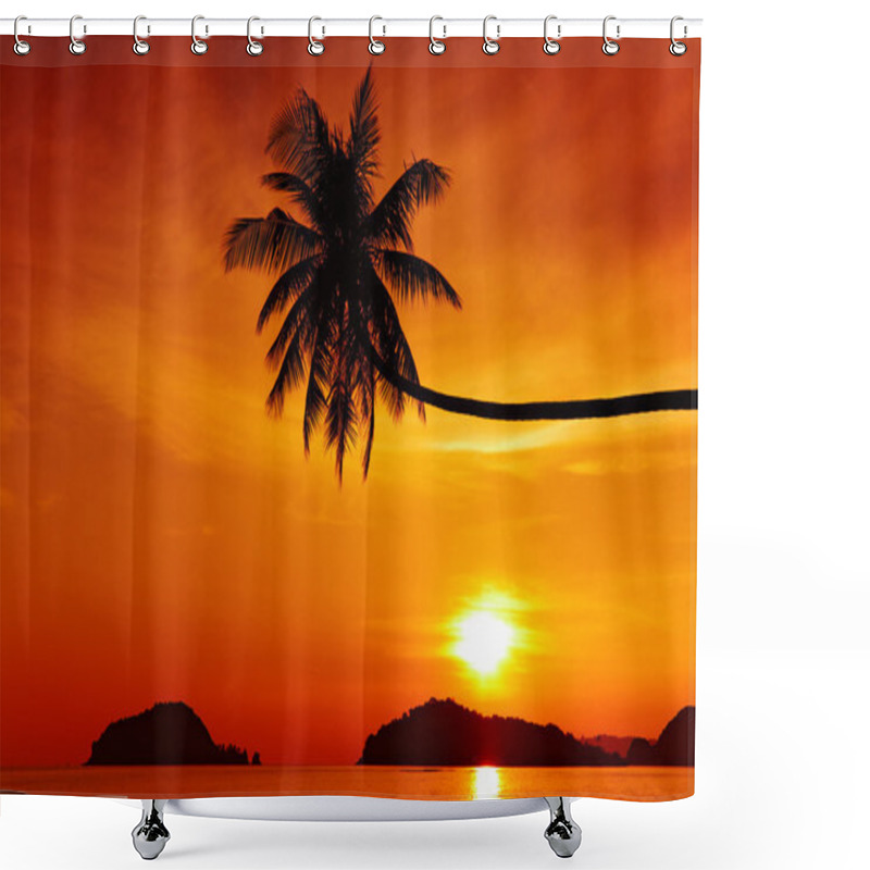 Personality  Tropical Beach At Sunset Shower Curtains