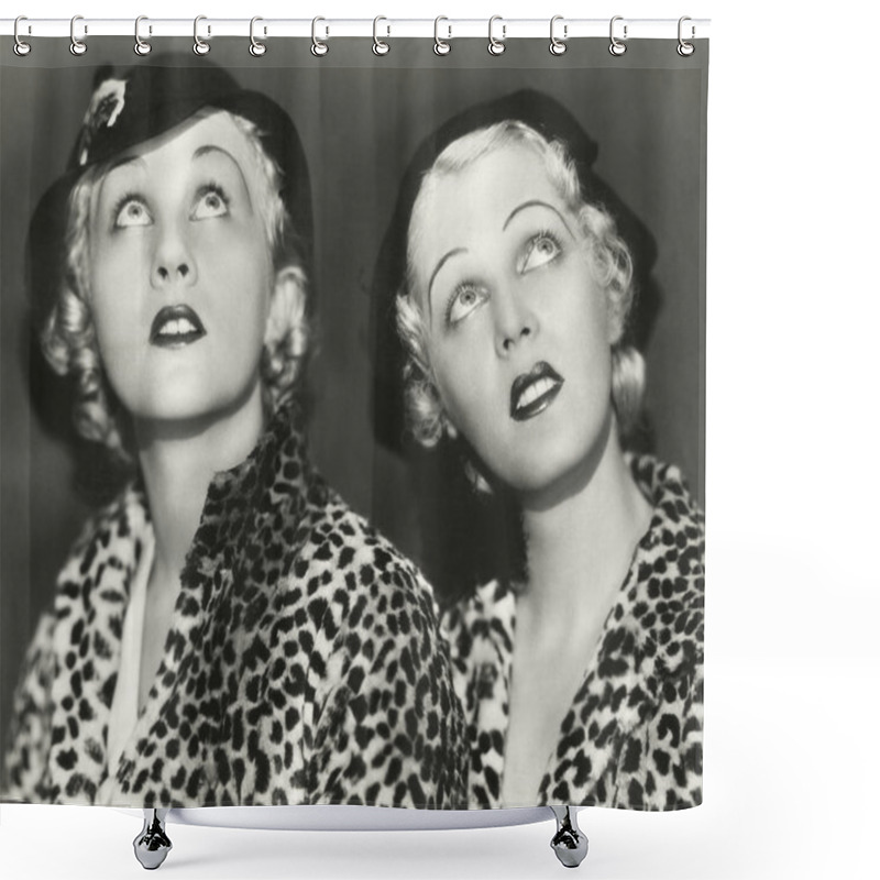 Personality  Blondes In Leopard Print  Loking Up Shower Curtains