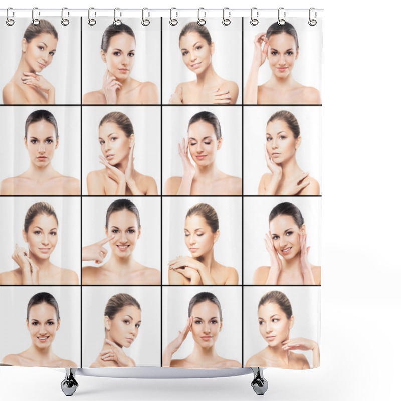 Personality  Set Of Photos With Two Beautiful Women Shower Curtains