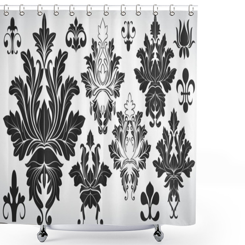 Personality  Collection Of Fancy Damask Elements Shower Curtains