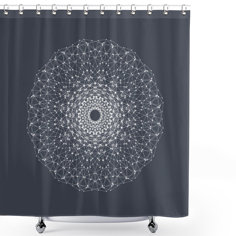 Personality  Geometric Abstract Form With Connected Line And Dots. Graphic Background For Your Design. Vector Illustration Shower Curtains