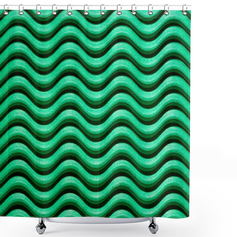 Personality  Wavy Lines With Light And Shadows In Green Corrugated Cardboard. Shower Curtains